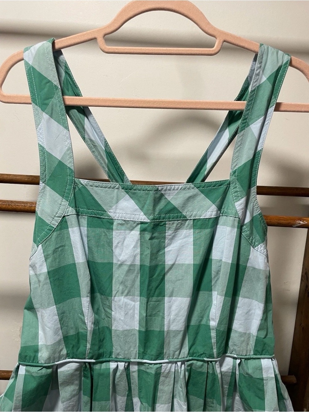 J. Crew Green and White Gingham Square-Neck Midi Dress - Picture 3 of 8